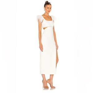 NEW Likely Taliah Feather Midi Gown White SIZE 4